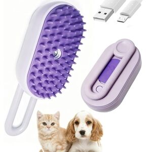 3 in 1 rechargeable pet massage steam brush purple *new*